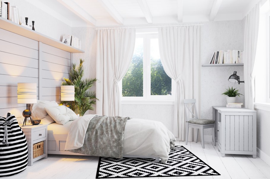 Спальня в современном стиле Минимализм Скандинавии