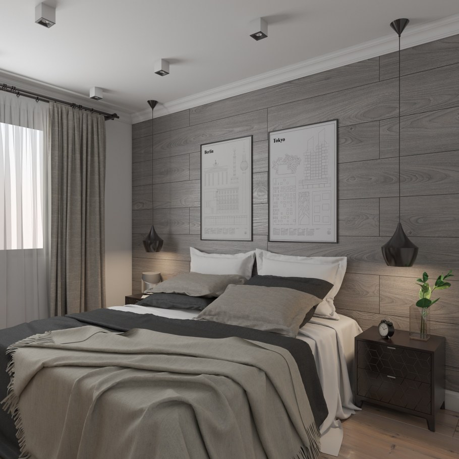 Спальни в коттедже в скандинавском стиле