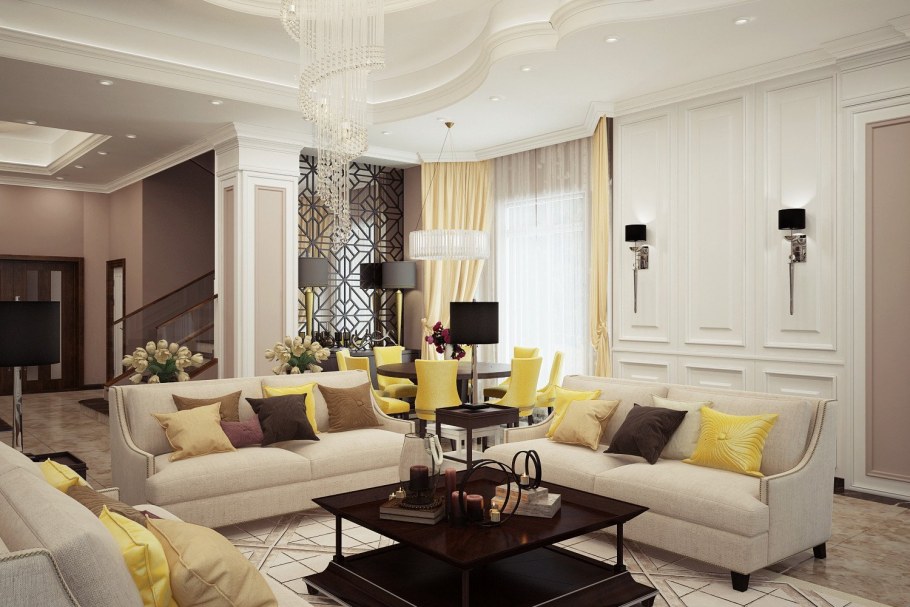 Гостиная в светлых тонах