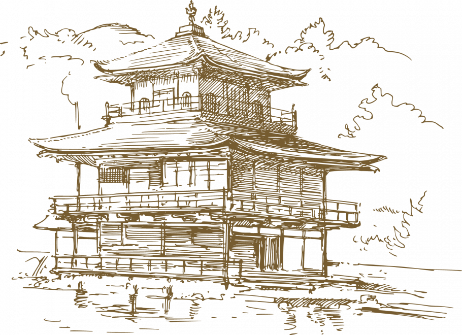 Храм пагода в Японии рисунок