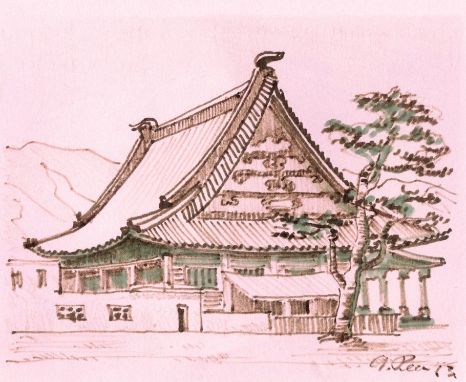 Японская постройка рисунок