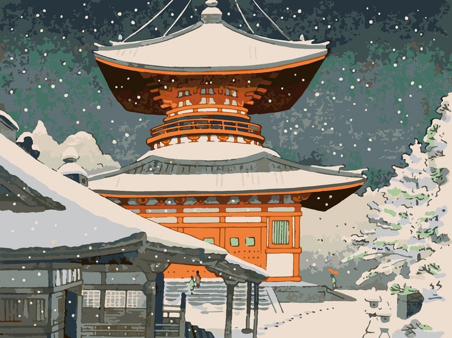 Японская гравюра пагода