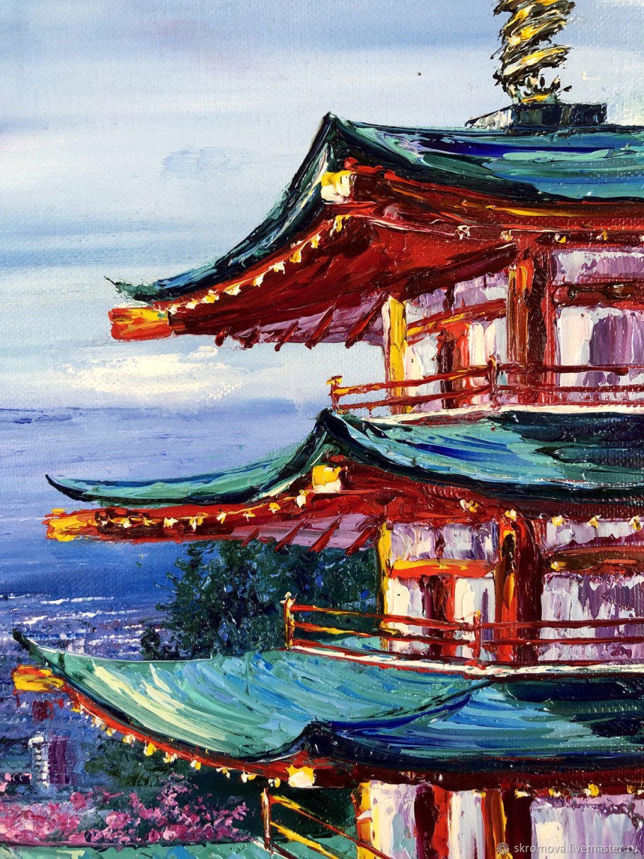 Фудзияма японская живопись масло