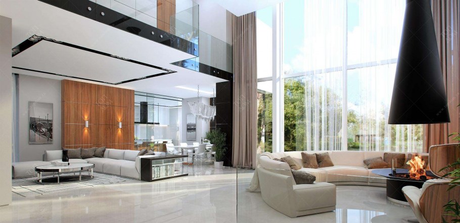 Интерьер хайтек коттедже