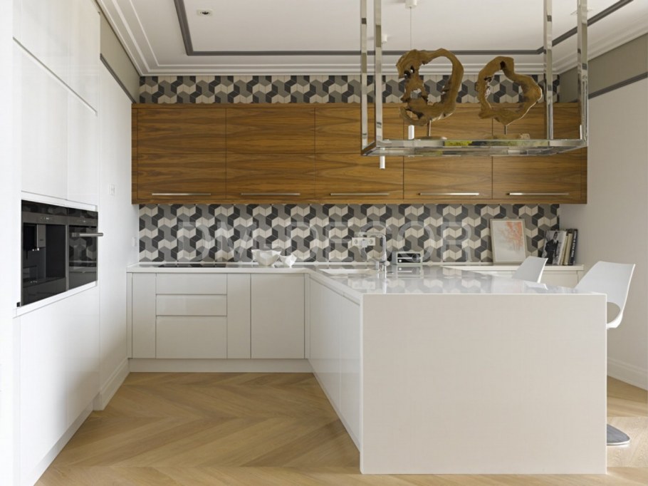 Плитка на фартук для кухни в современном стиле