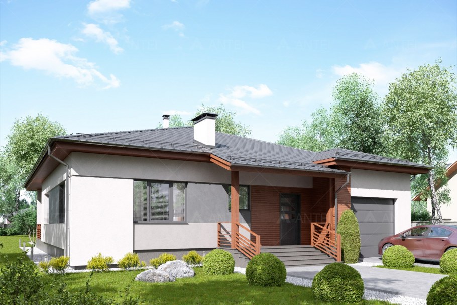 Одноэтажный дом с гаражом
