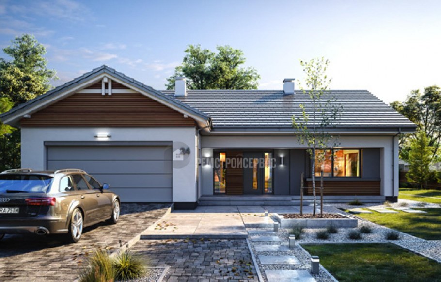 Дом с гаражом в скандинавском стиле