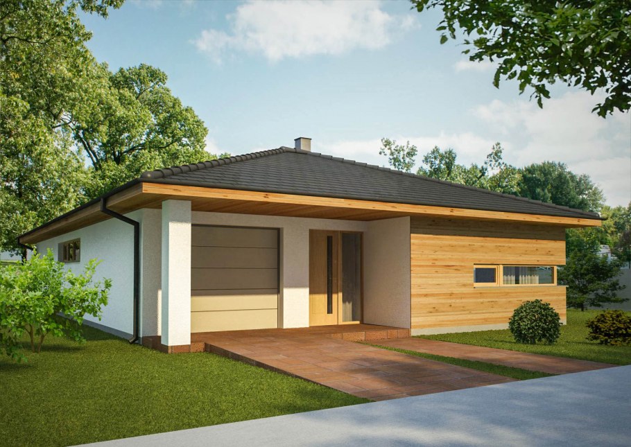Одноэтажный каркасный дом с гаражом
