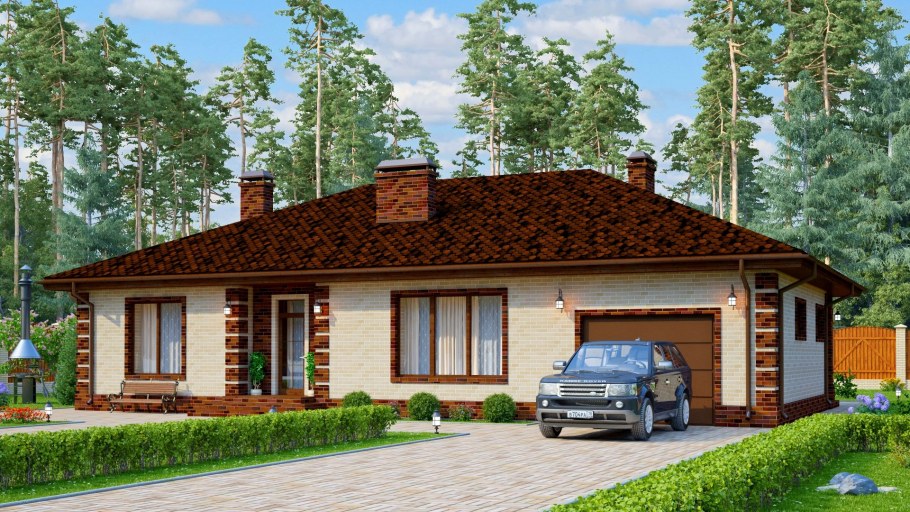 Одно этажный дом с гаражем