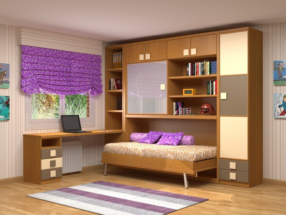 Двухъярусная кровать для подростков со шкафом