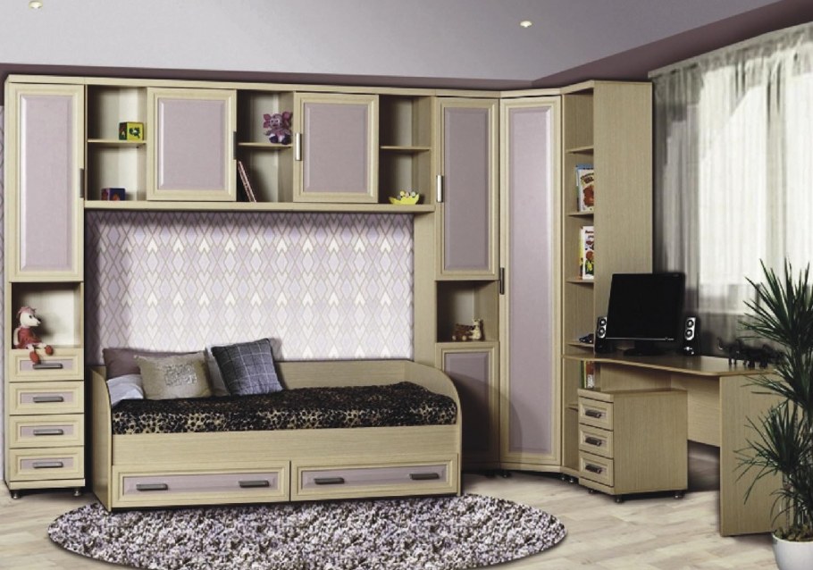 Детская стенка с кроватью угловая