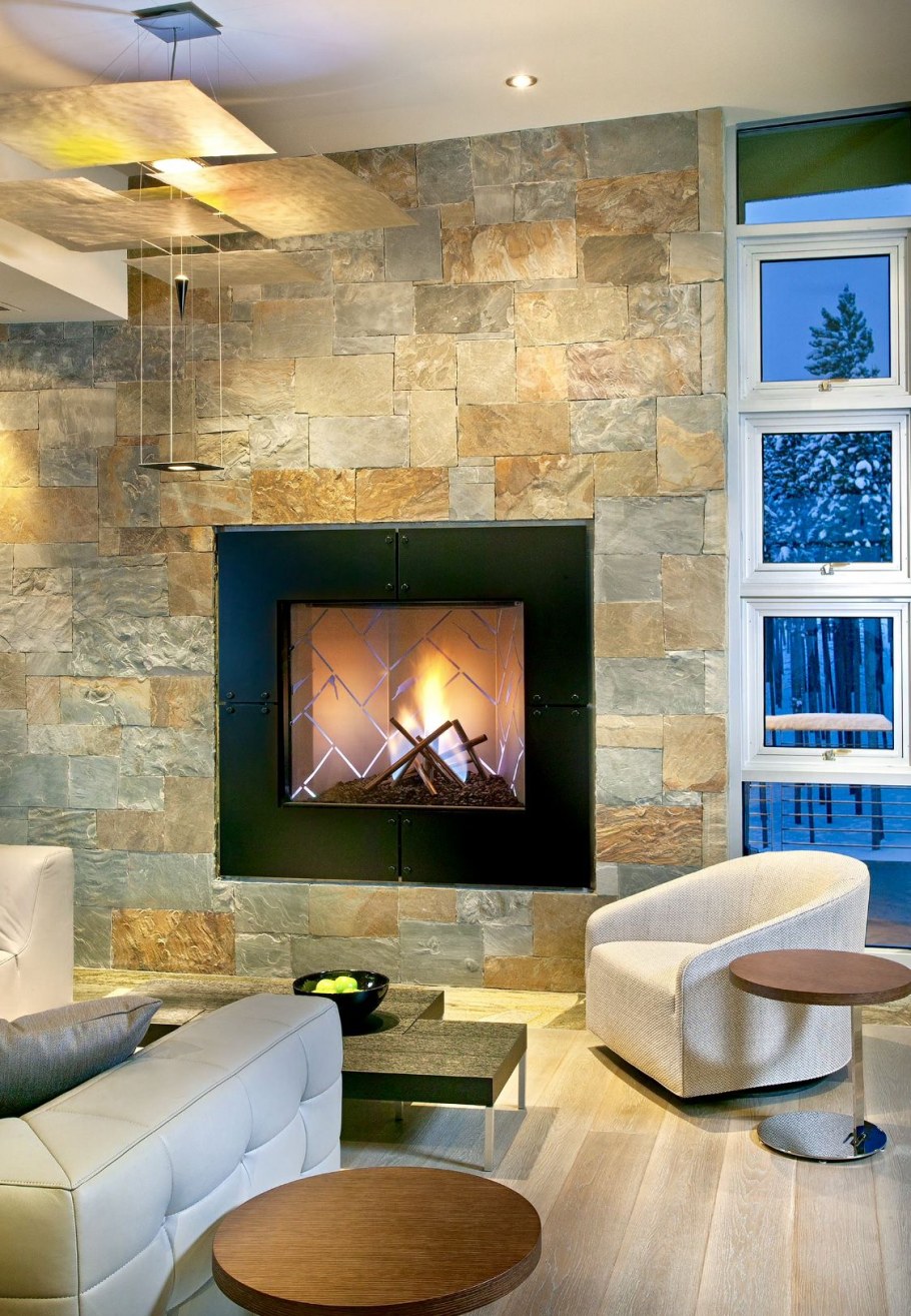 Современные камины Отделанные камнем