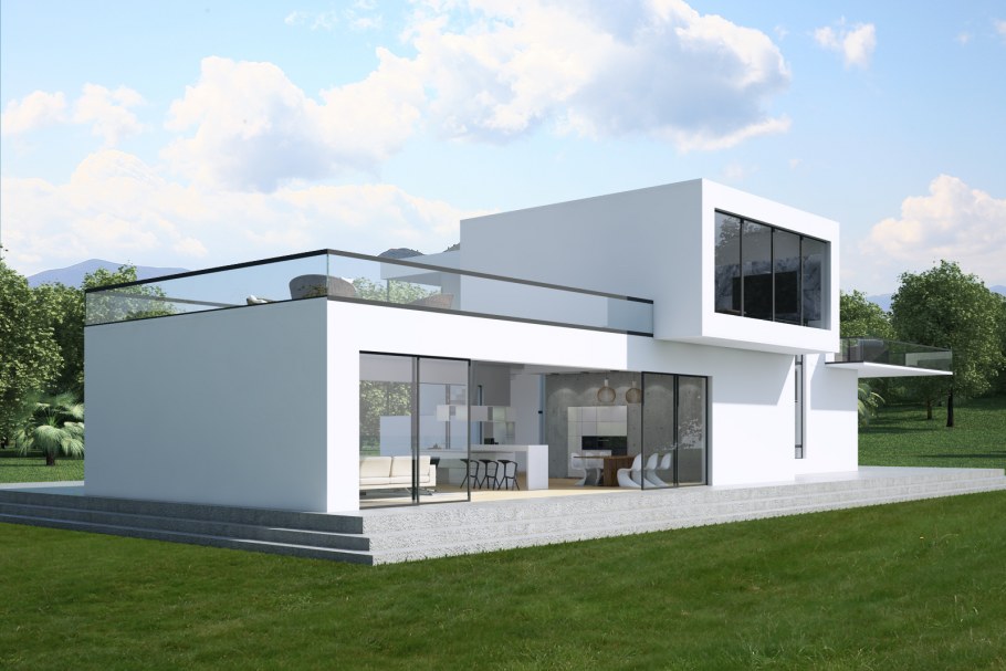 Одноэтажный дом Модерн с плоской крышей