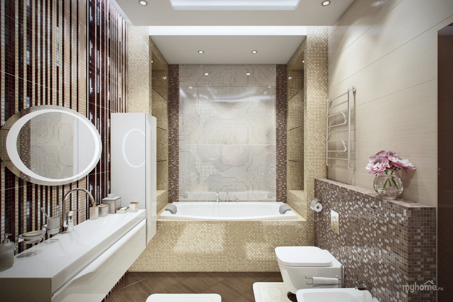 Маленькая ванная комната в стиле арт деко