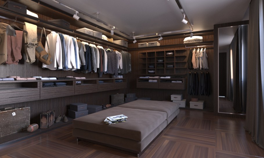 Большая гардеробная комната для мужчин