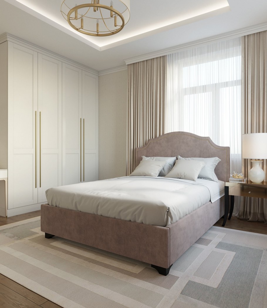 Бежевый интерьер спальни