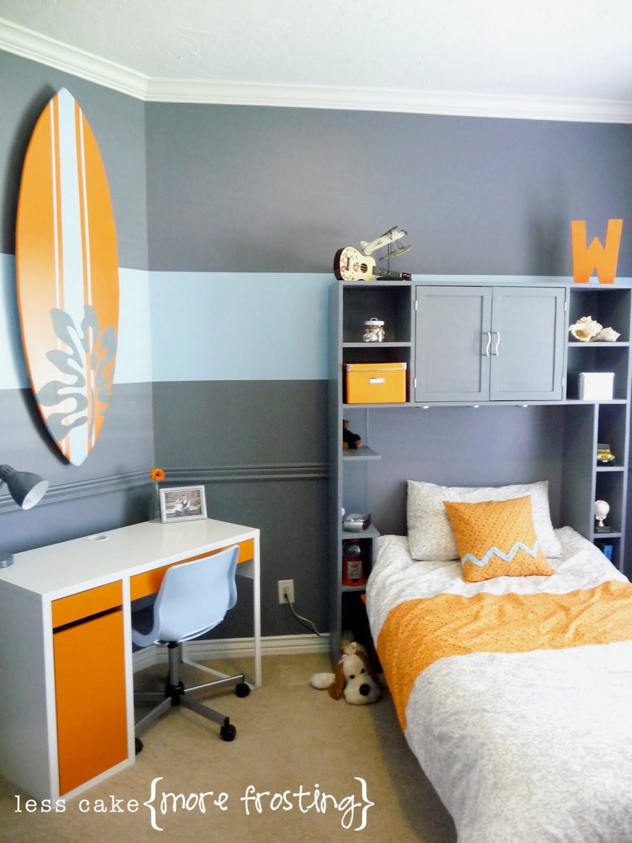 Детская в серо оранжевых тонах