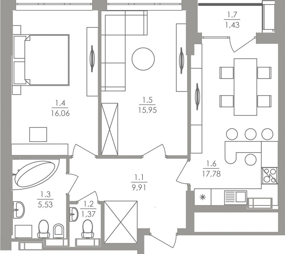 Линейная планировка квартиры