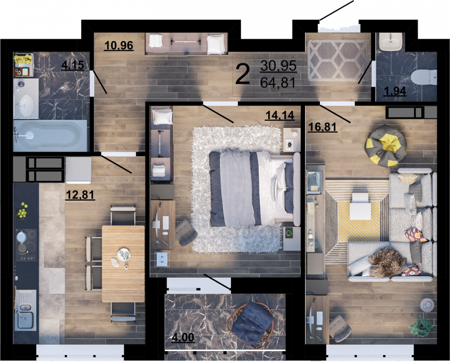 Планировка квартиры в цвете