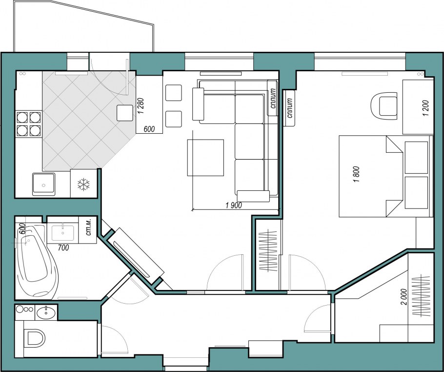 Перепланировка двушки