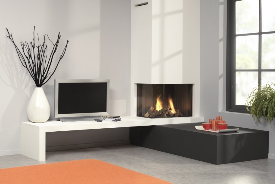 Угловой камин в стиле Минимализм