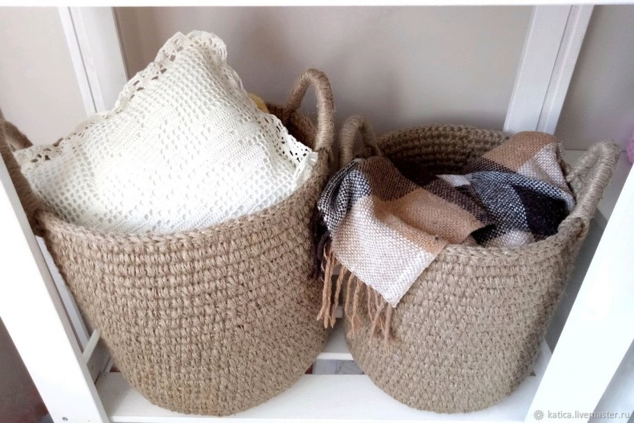 Джутовые корзины в интерьере