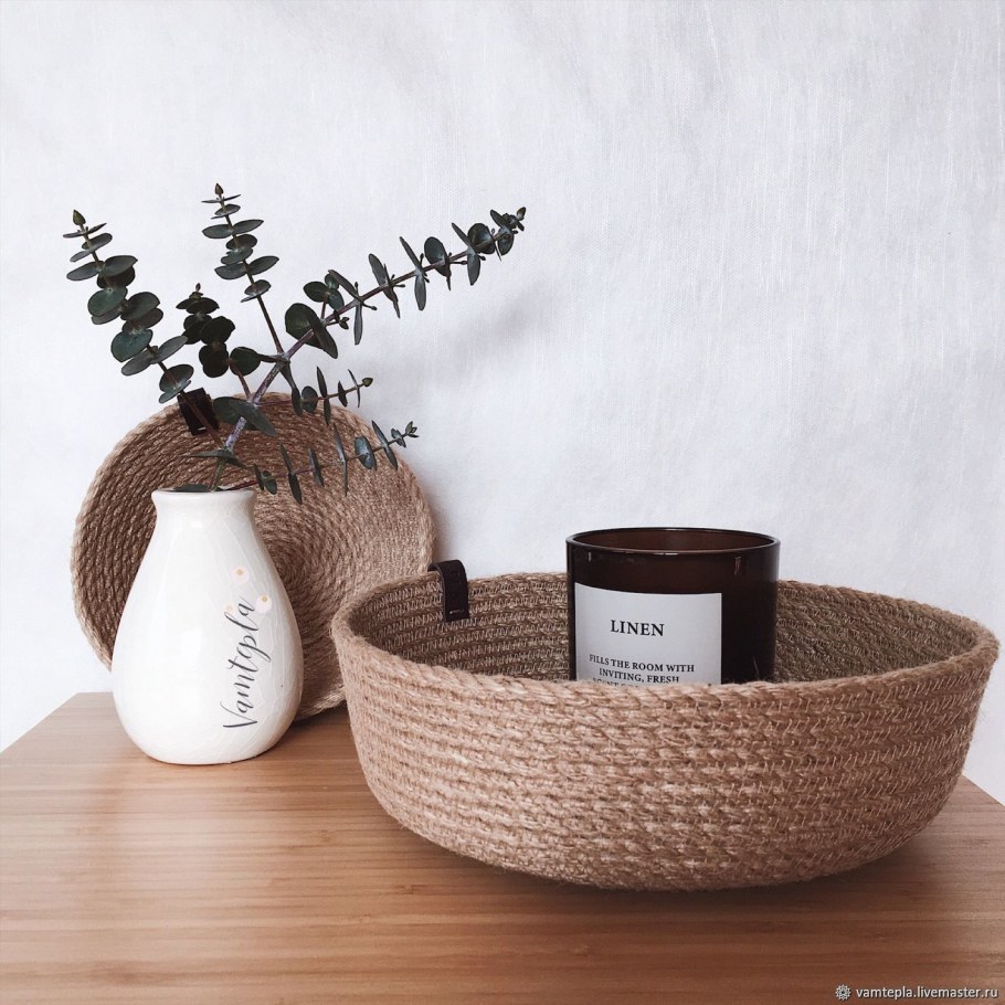 Коробки из джута в интерьере