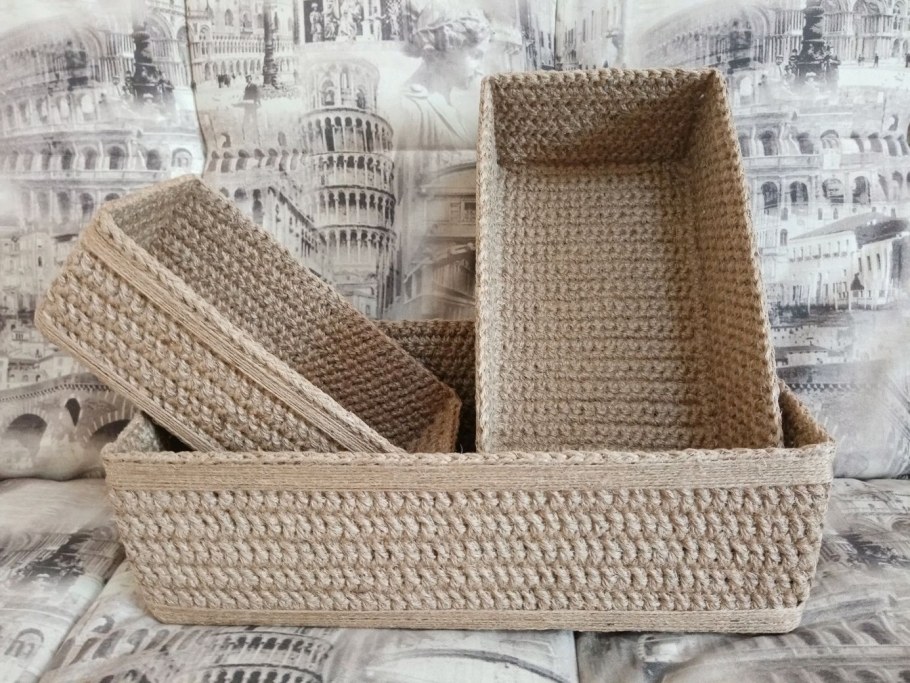 Интерьерные корзины из джута