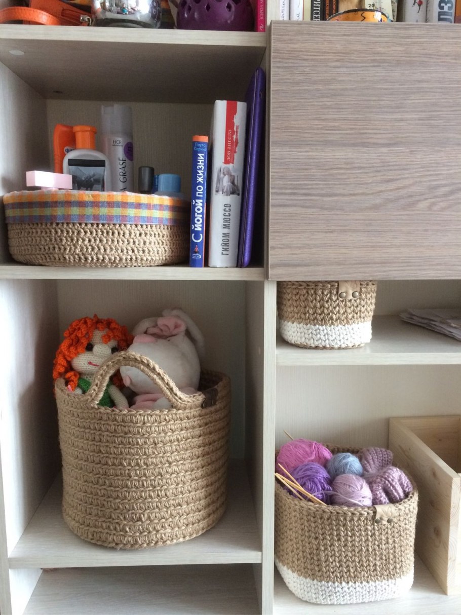 Джутовые корзинки в интерьере