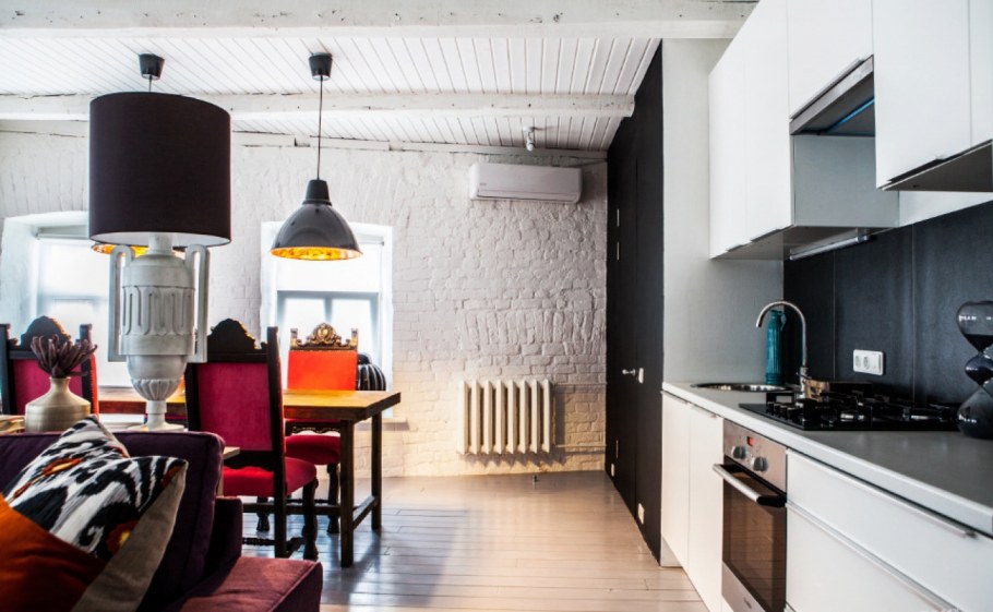 Покраска стен в кухне гостиной