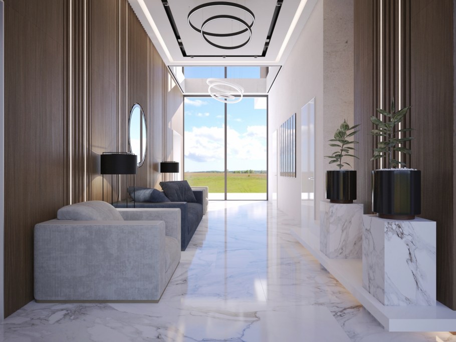 Холл в доме в стиле хайтек