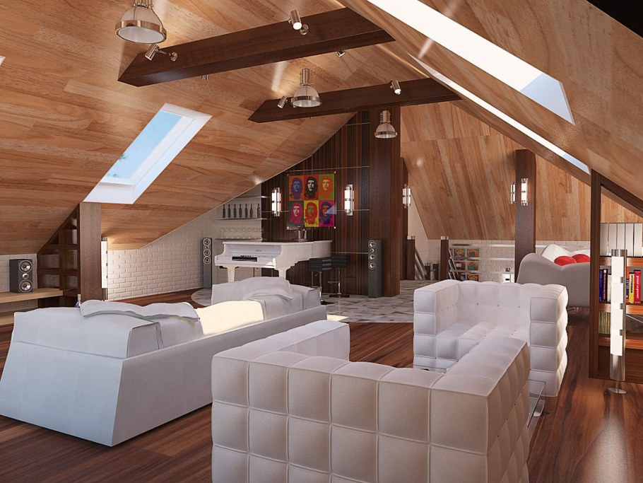 Телевизор в интерьере загородного дома