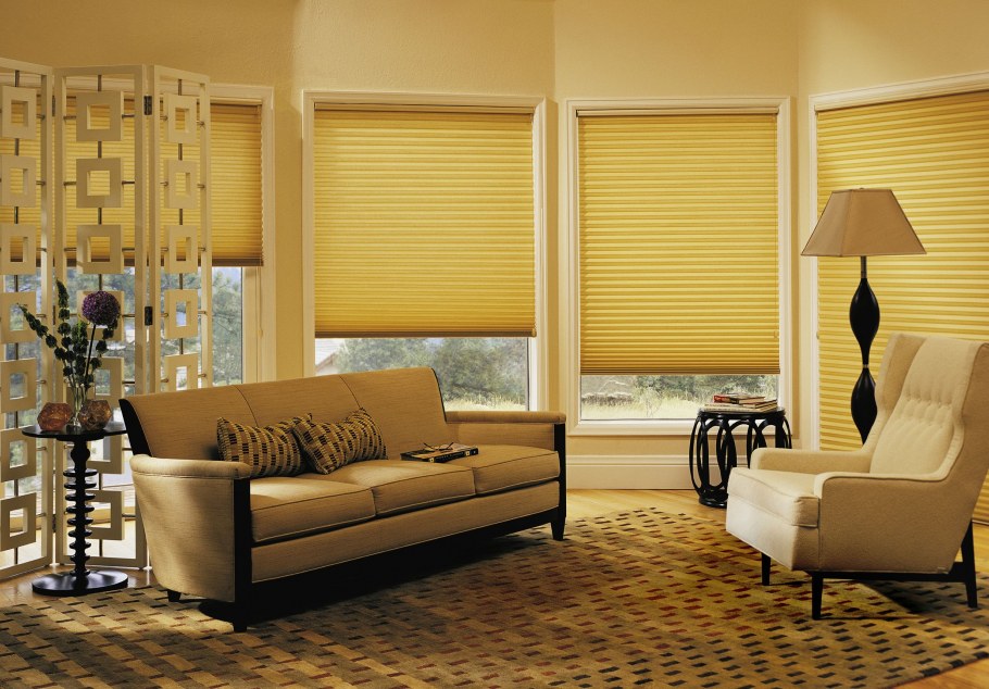 Шторы плиссе желтые