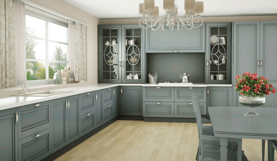 Угловая кухня Неоклассика с буфетом