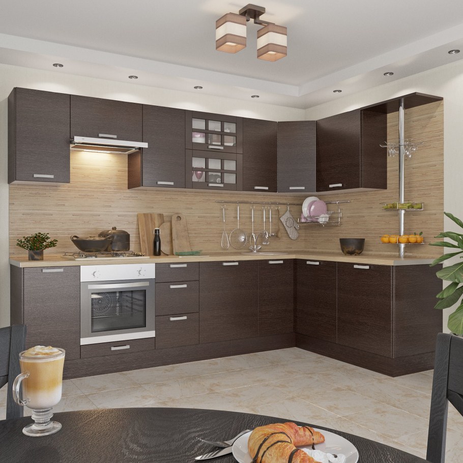 Светло бежевая кухня в интерьере