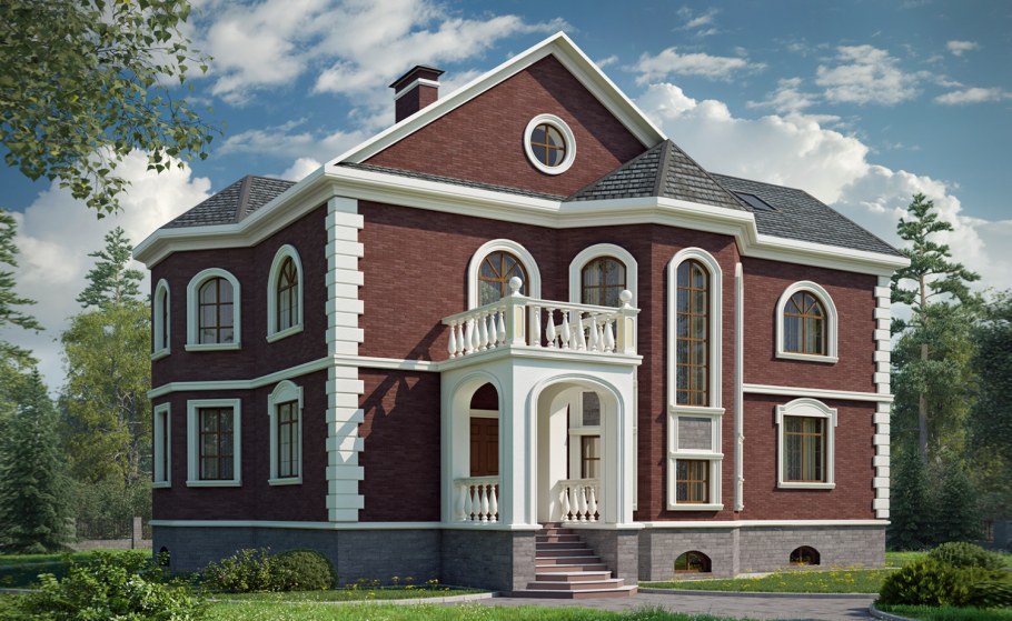 Фасад в классическом стиле кирпич