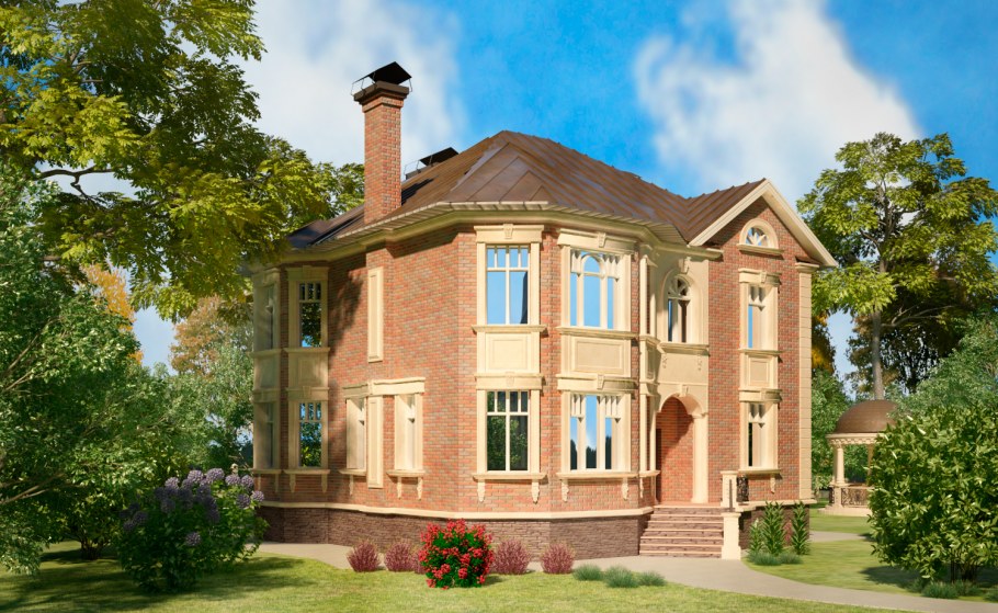 Кирпичный дом в классическом стиле