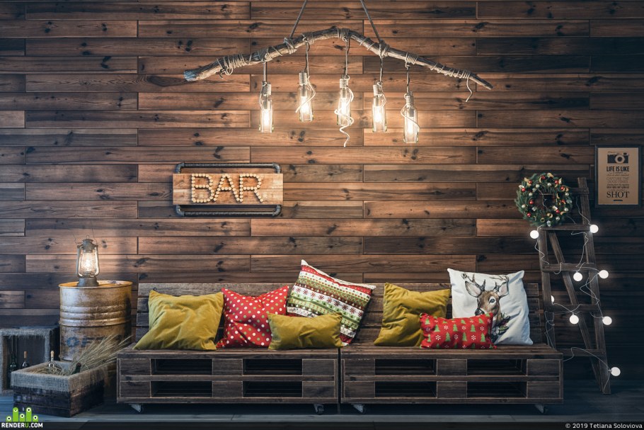 Амбарная доска в интерьере лофт