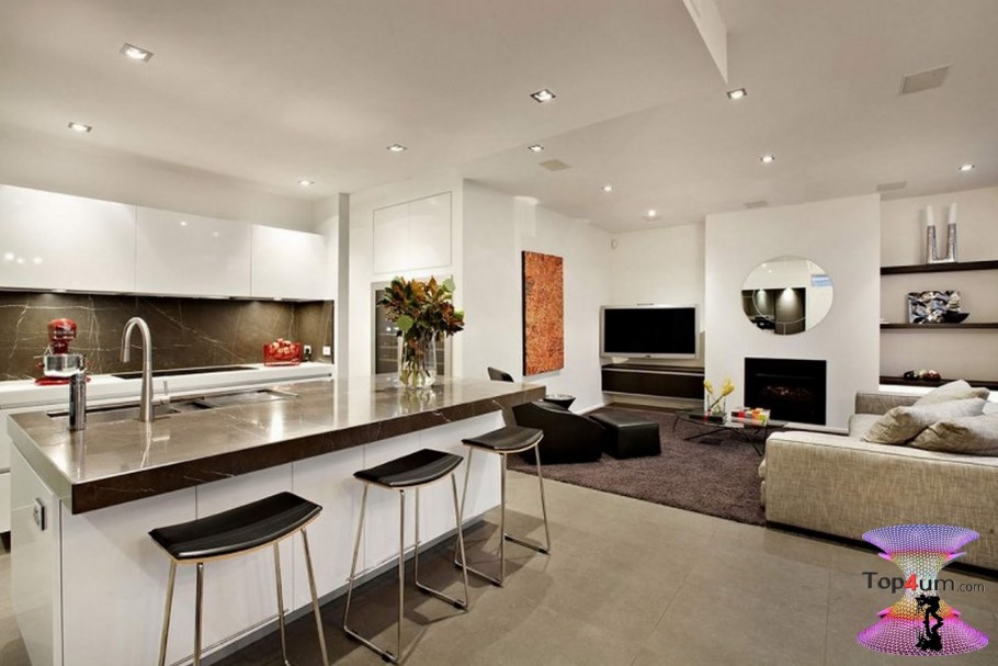 Красивые кухни гостиные