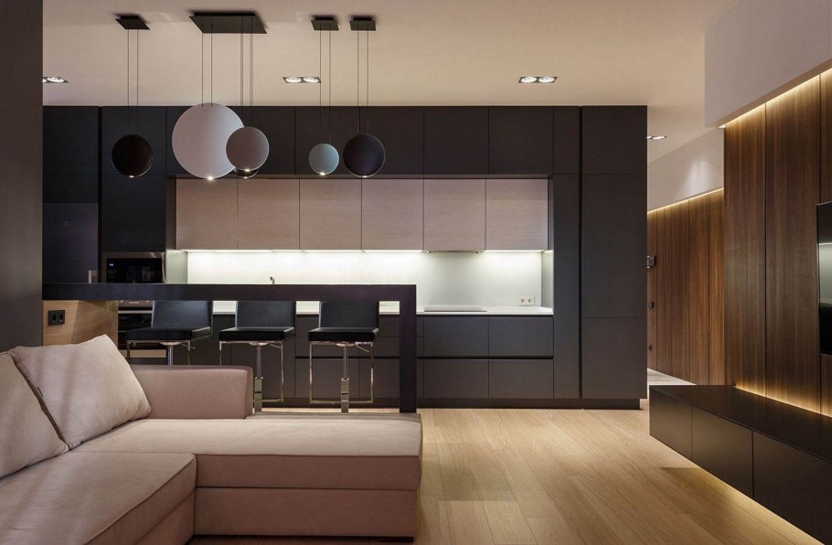 Красивая кухня гостиная