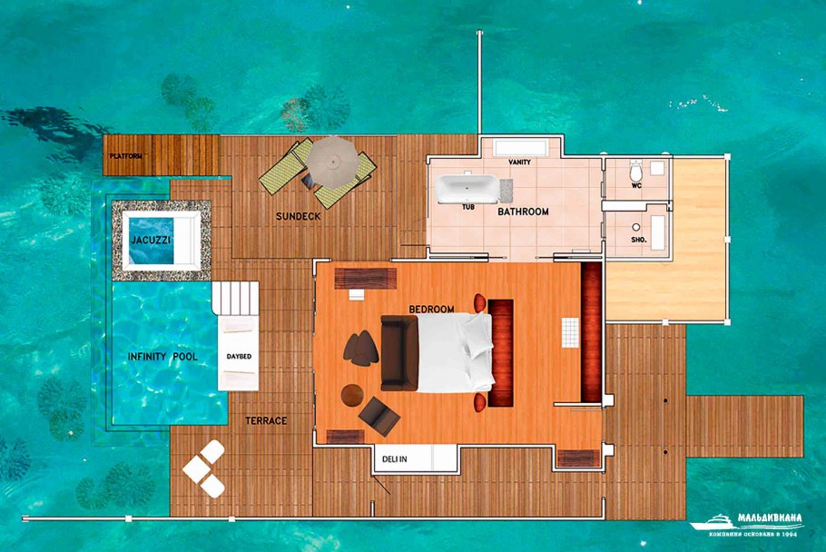 Бунгало на Мальдивах планировка