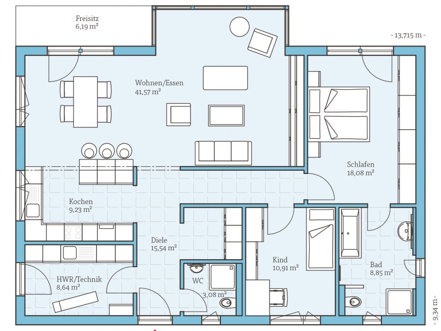 Бунгало планировка