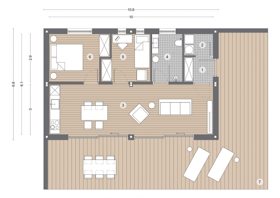 Проект дома бунгало планировка