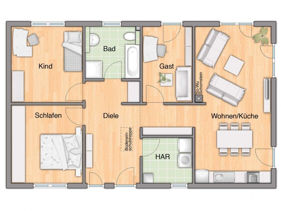 Домик бунгало планировка