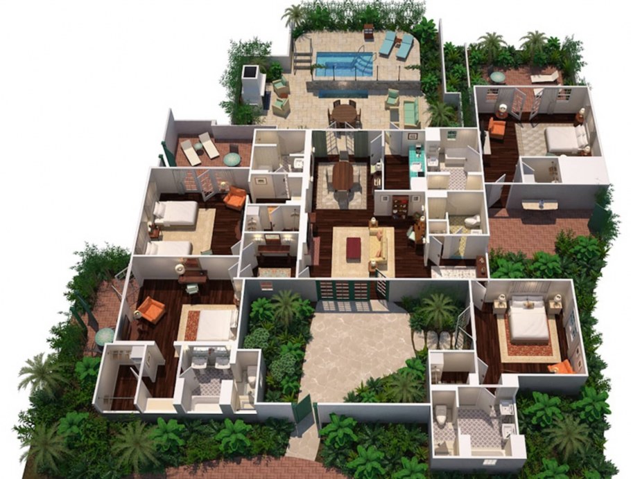 Чертеж дома бунгало