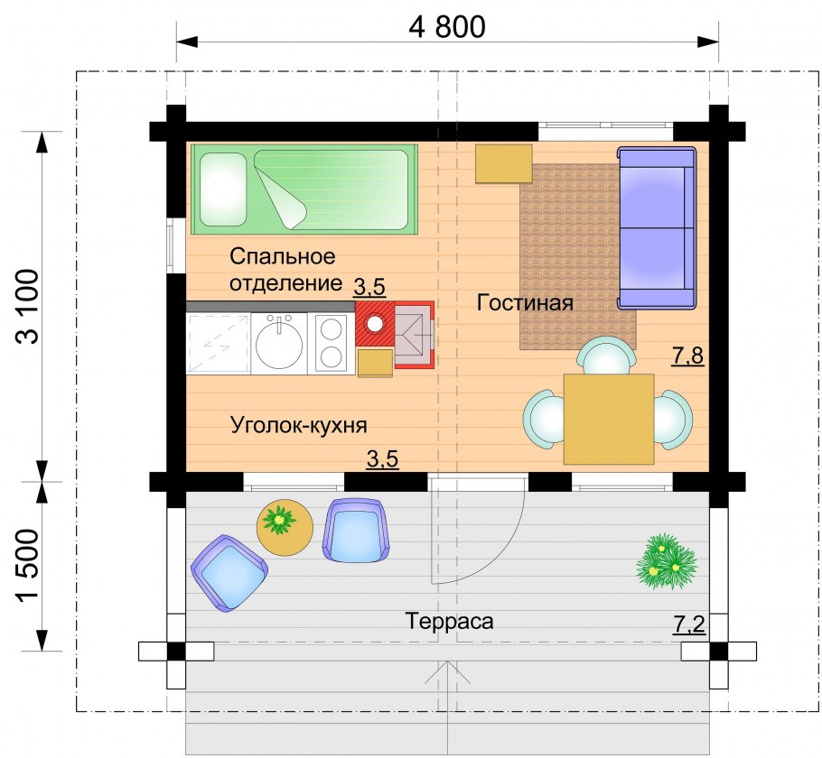 Планировка гостевого домика 5х3