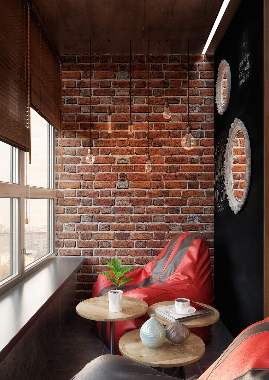 Балкон в стиле лофт п 44т