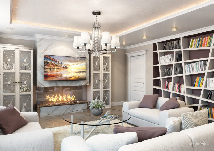 Гостиная с камином 2021