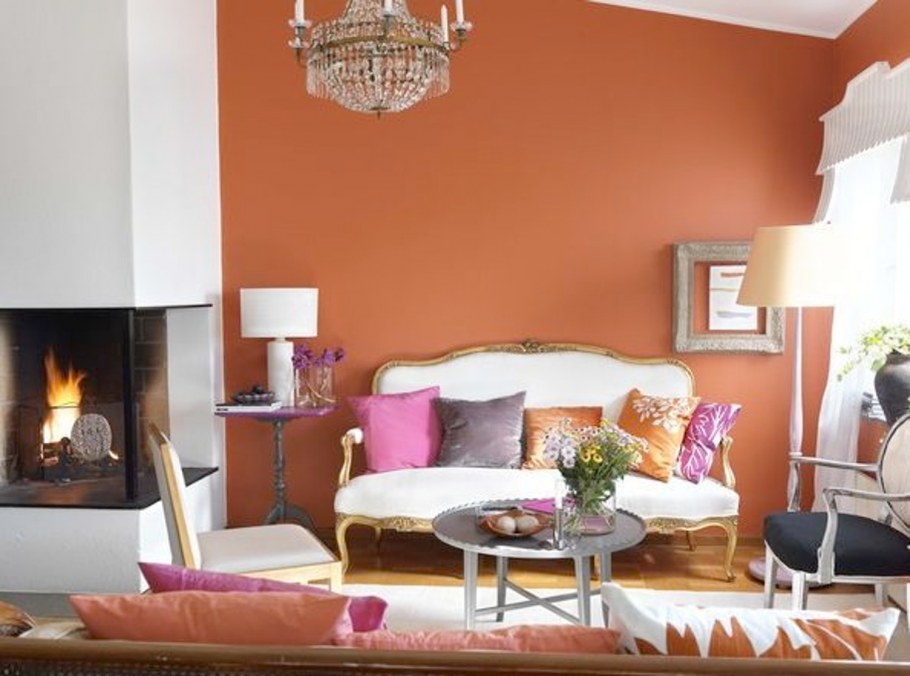 Белый и терракотовый в интерьере