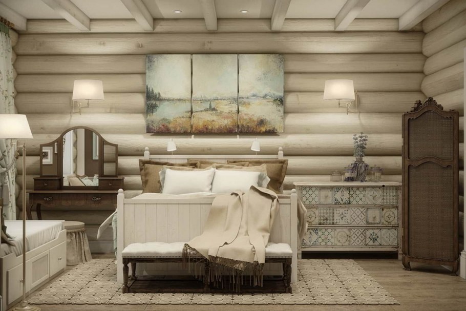 Интерьер сруба в стиле Прованс